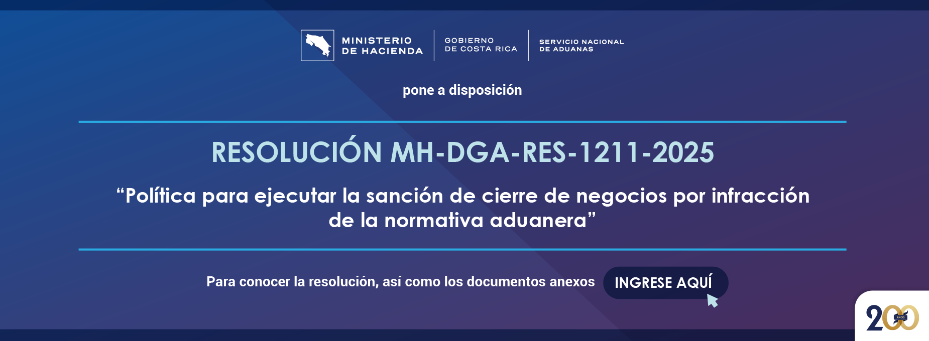  resolución aduanera sobre cierres de negocios  