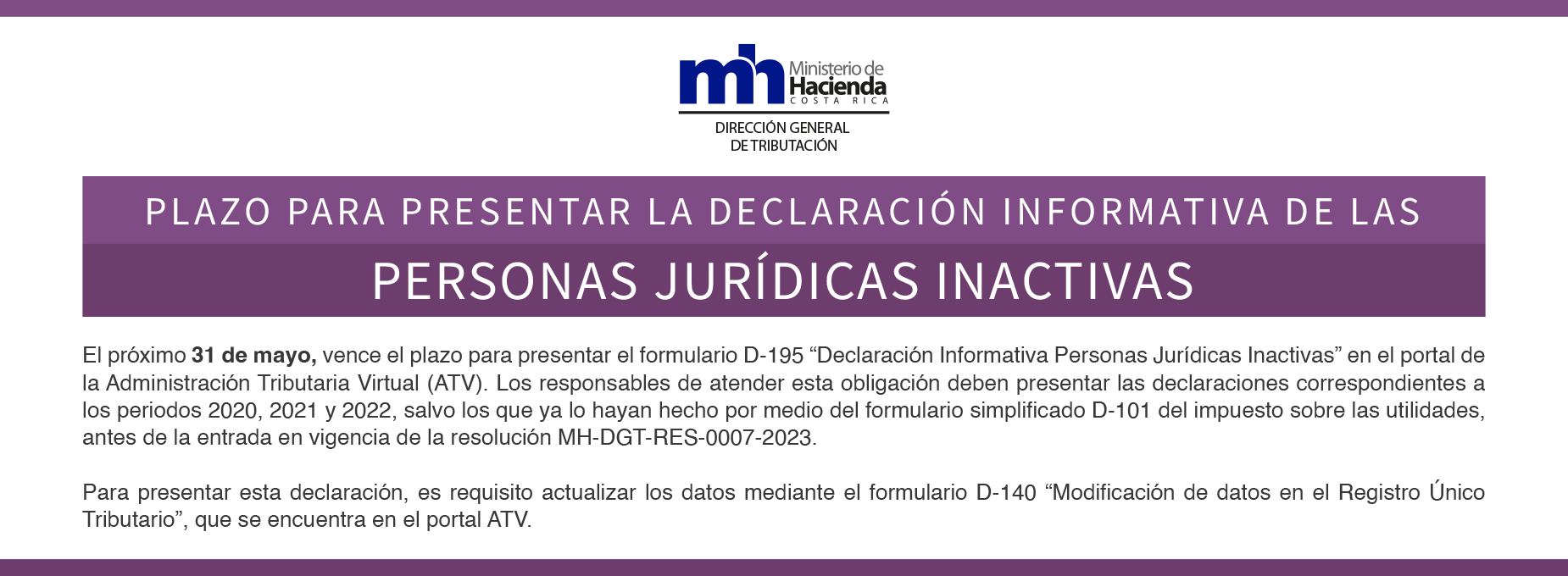 declaracion personas juridicas inactivas