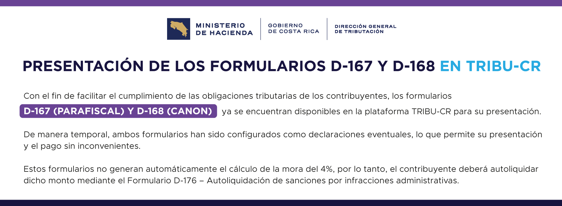  presentación de formularios D167 y D168 en TRIBU-CR