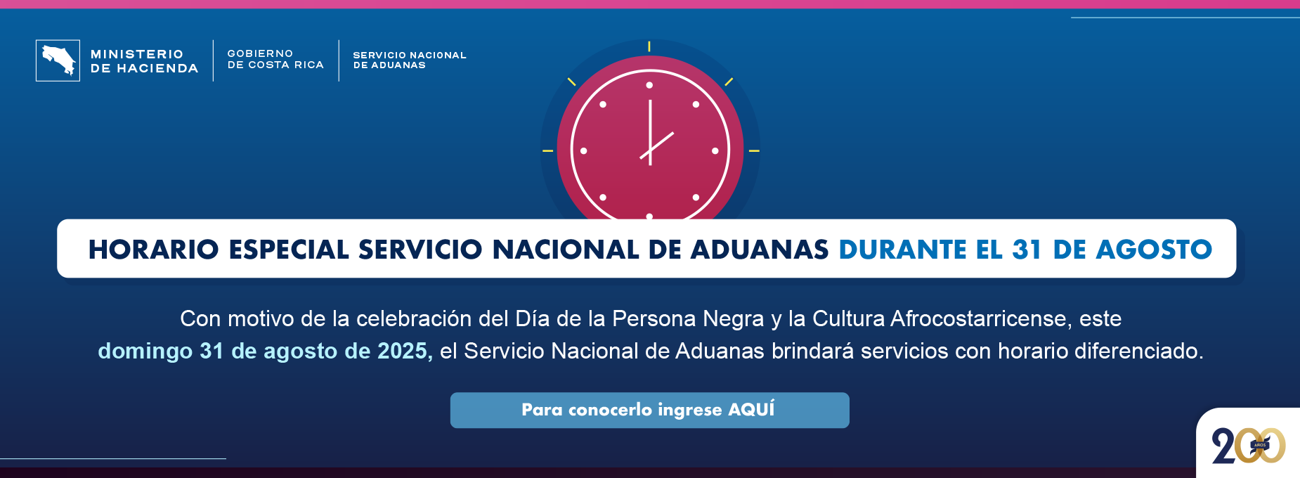  horario Aduanas 31 AGOSTO  