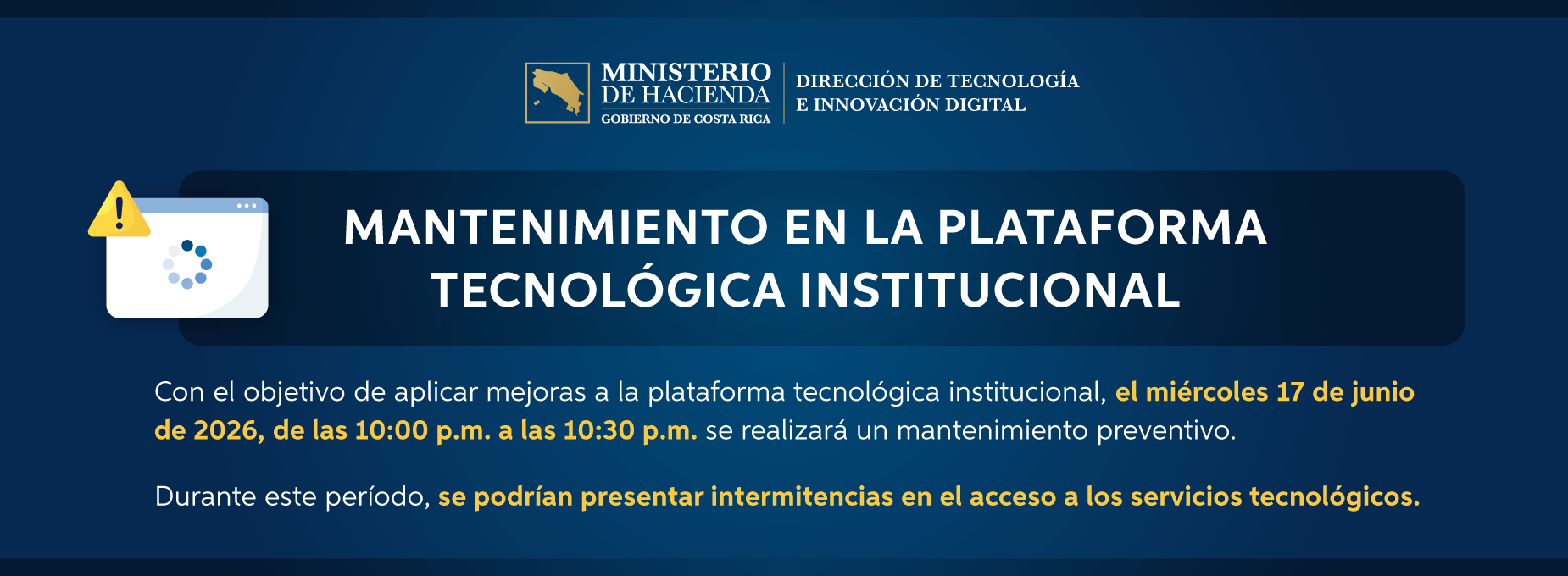 mantenimiento plataforma 17 junio 2026  