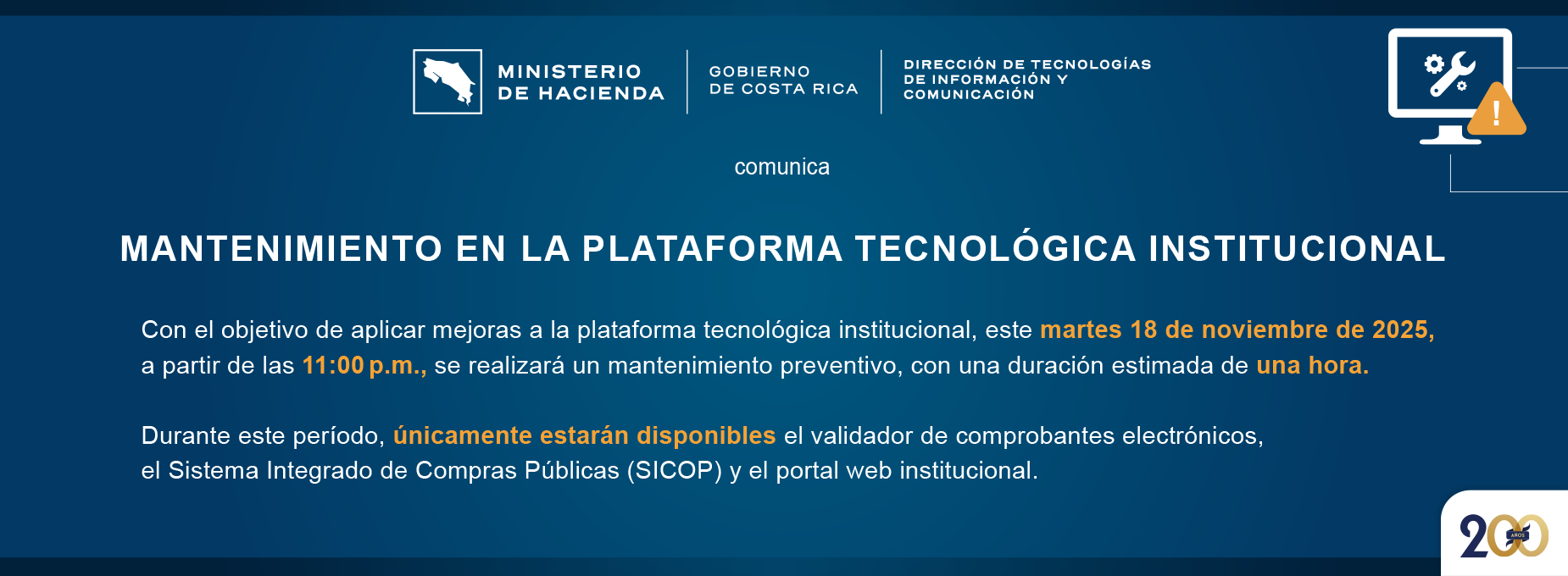 mantenimiento plataforma 18 noviembre 