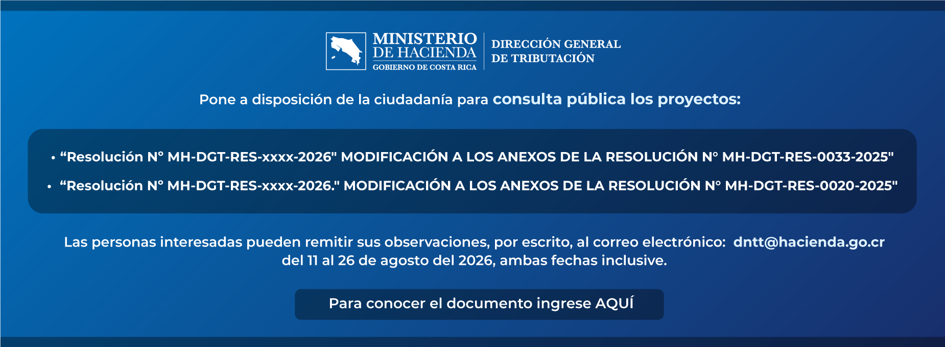   Proyectos en Consulta Publica Tributación 