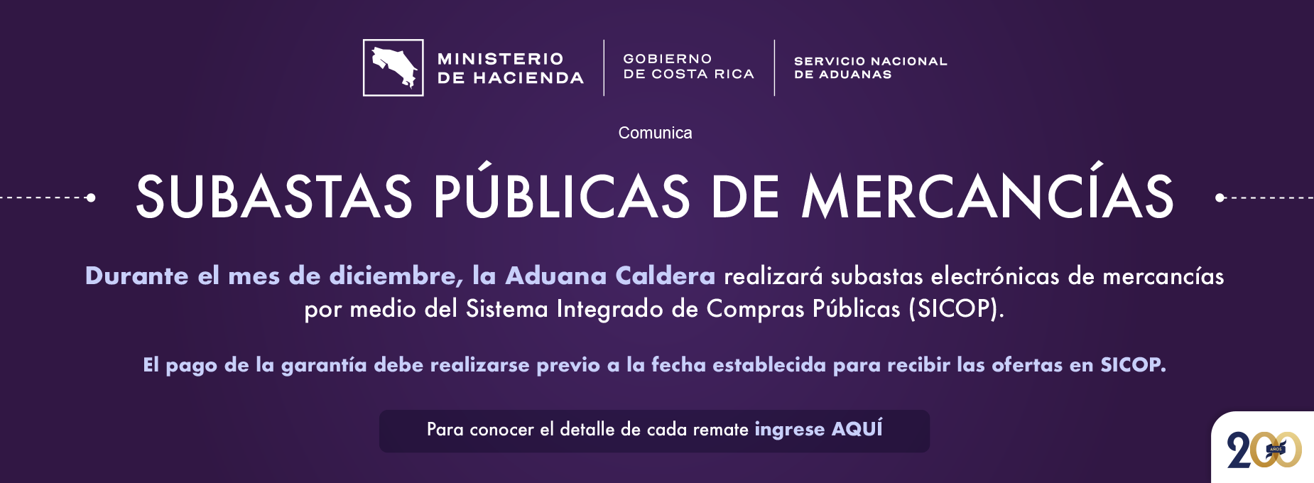   subasta Aduana caldera diciembre 2025   