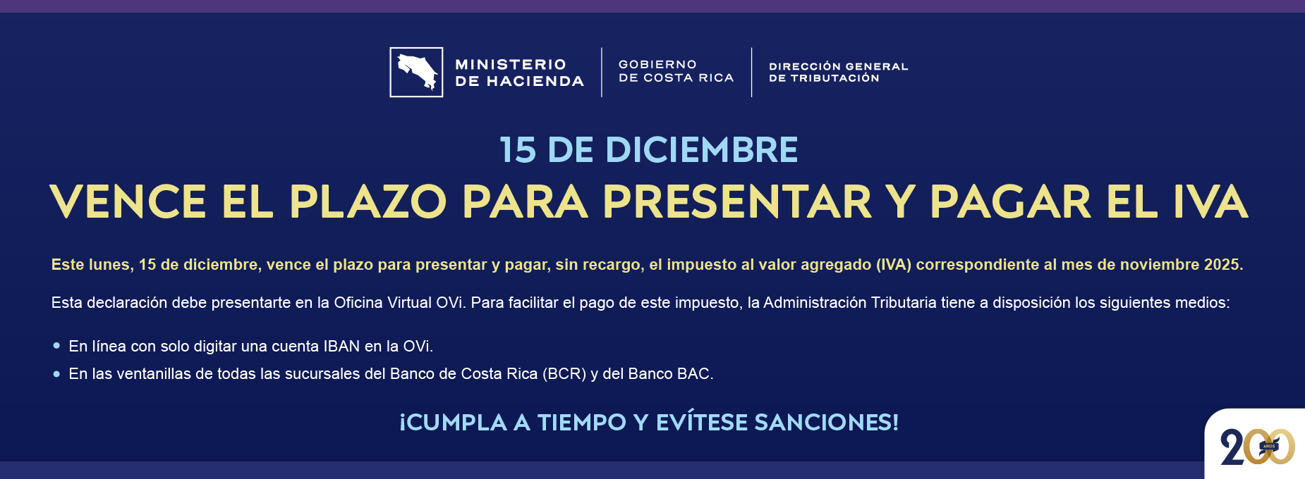   vencimiento IVA 15 diciembre  