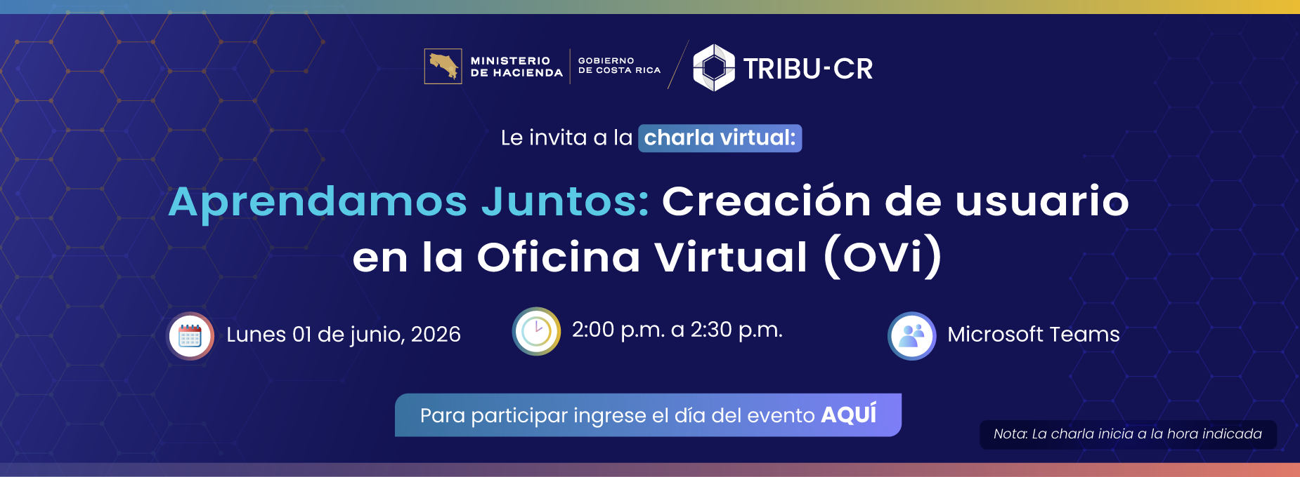  charla Aprendamos juntos, crear usuario en la oficina virtual, 01 de junio   