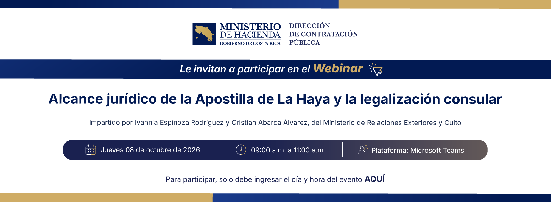  webinar 08 octubre 2026 Alcance jurídico de la apostilla de La Haya y la legalización consular