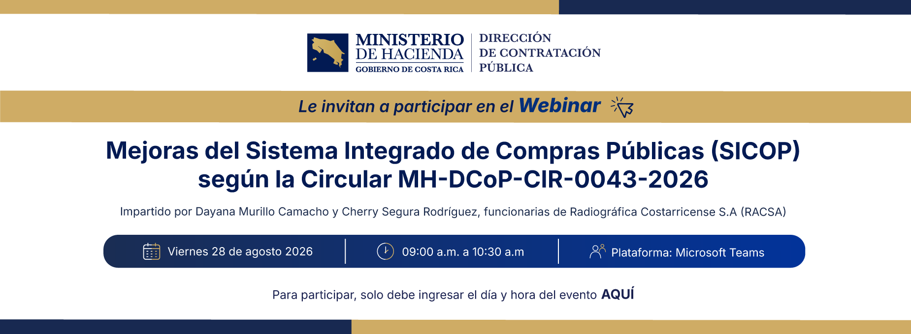  webinar 28 agosto 2026 mejoras en SICOP