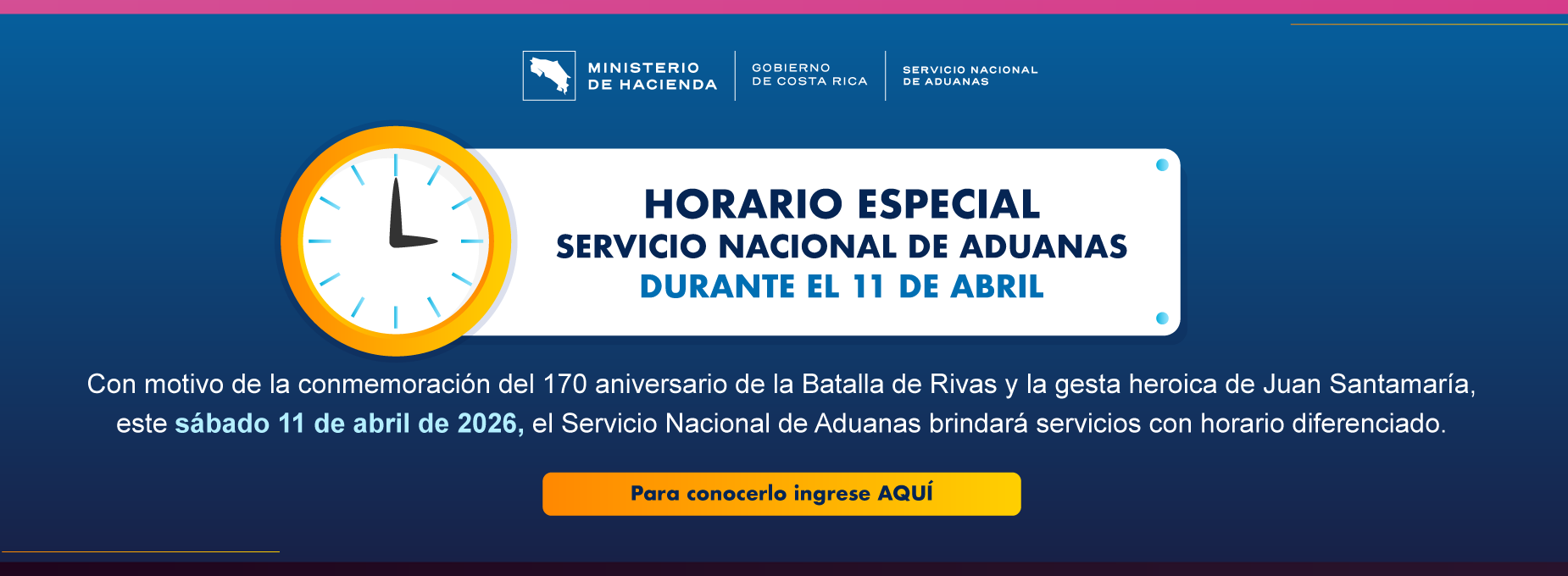  Horario Aduanas 11 abril 2026 