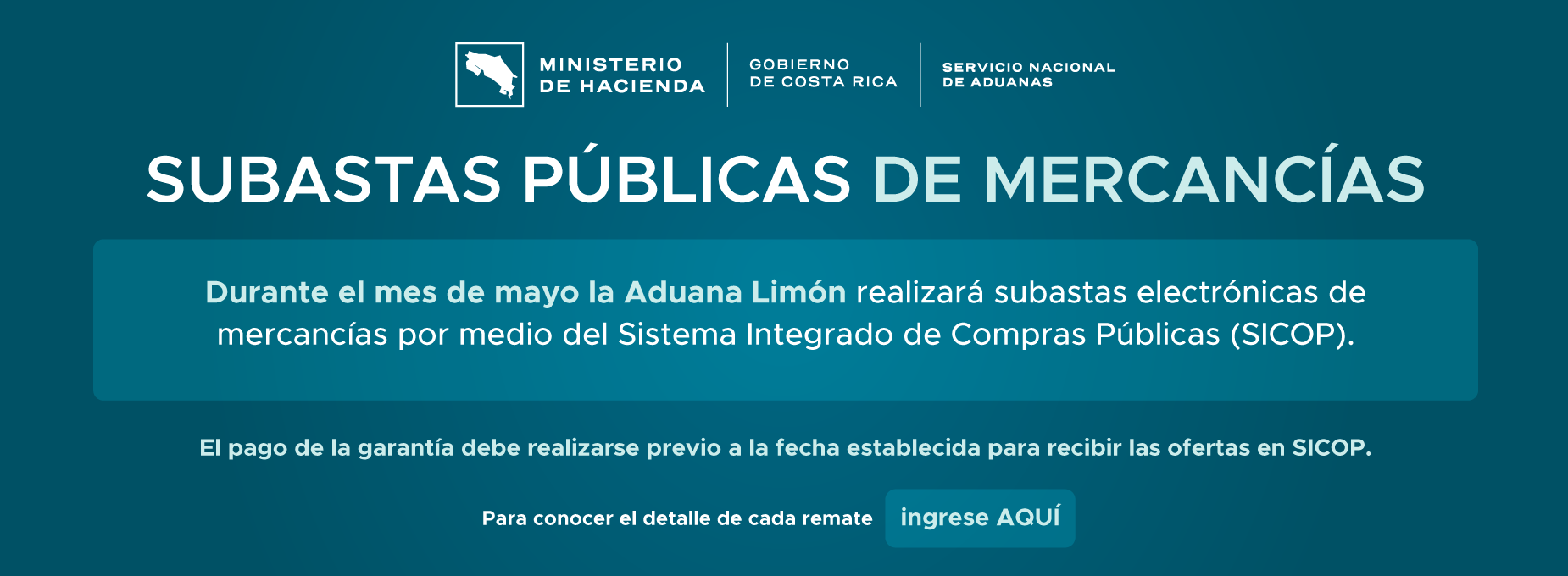   subasta de mercancías Aduana Limón 