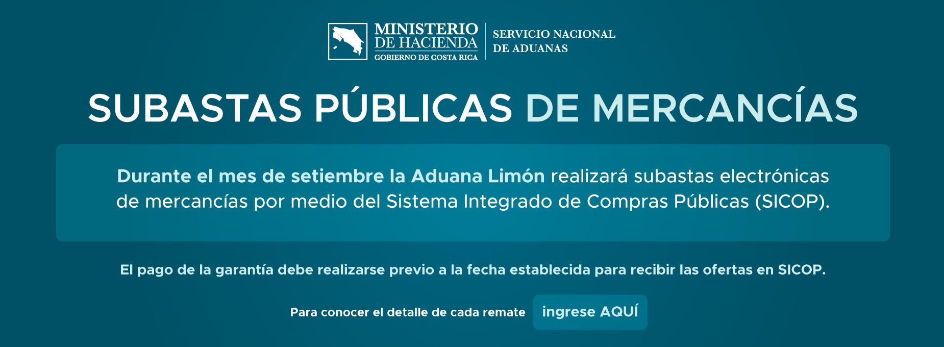Subastas de mercancias Aduanas setiembre 2026  