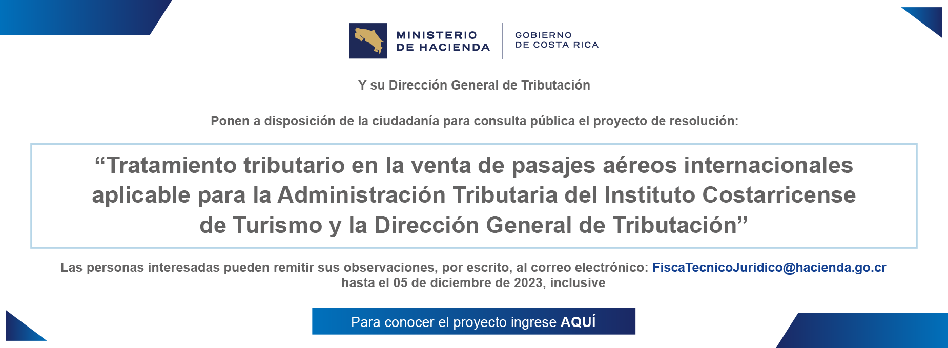 Proyectos en consulta publica tiquetes aéreos